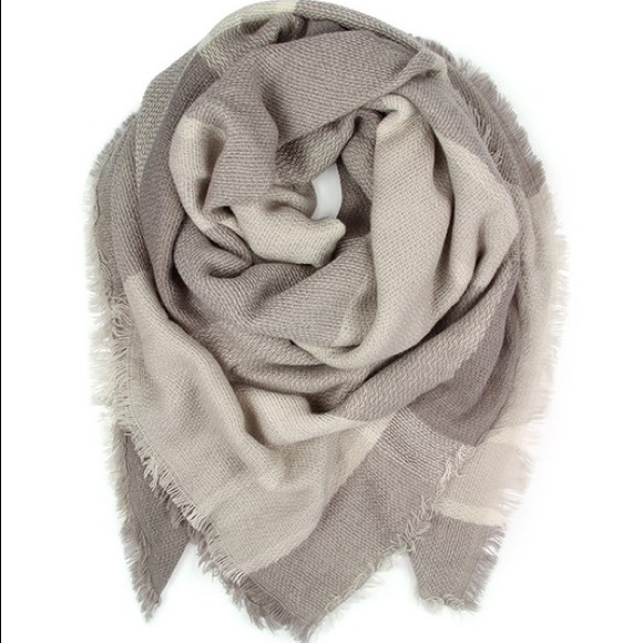 FINALLY HAVE YOU TARTAN BLANKET SCARF-LIGHT GRAY - Picture 2 of 11